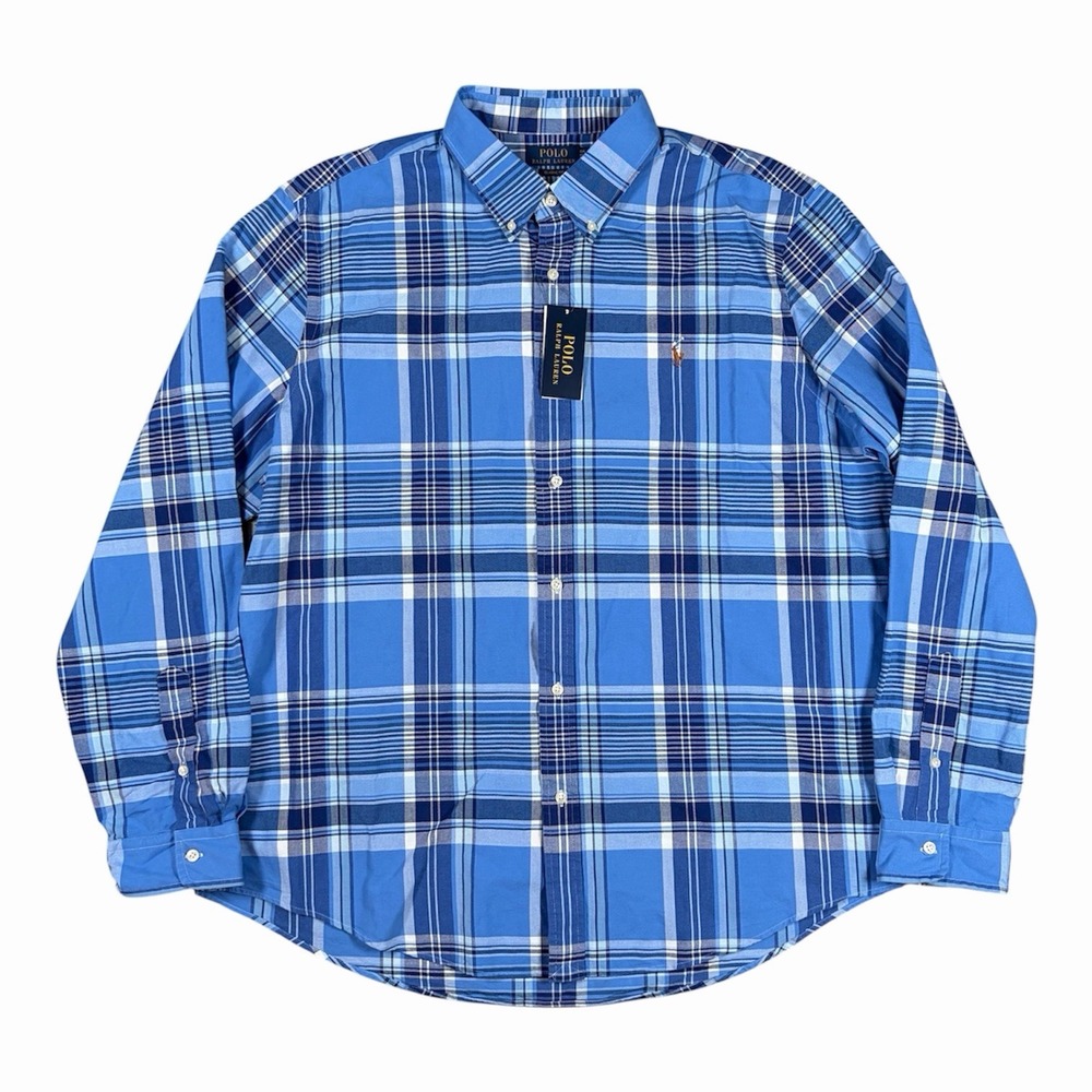 Polo Ralph Lauren Men's Classic Fit Plaid Oxford Button Shirt XXL Blue NWT